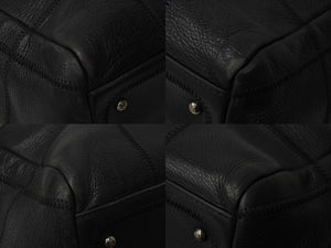 CHANEL シャネル チョコバー ハンドバッグ ミニボストンバッグ 8番台 A24184 ラムスキン ブラック シルバー 美品 中古 54400