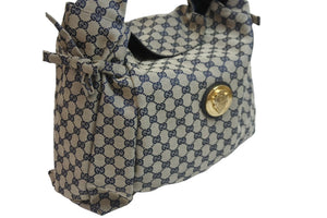 GUCCI グッチ ショルダーバッグ ハンドバッグ 286307 204046 GGキャンバス レザー ベージュ ブルー ゴールド金具 美品 中古 54415