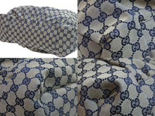 Load image into Gallery viewer, GUCCI グッチ ショルダーバッグ ハンドバッグ 286307 204046 GGキャンバス レザー ベージュ ブルー ゴールド金具 美品 中古 54415