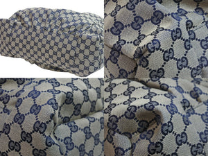 GUCCI グッチ ショルダーバッグ ハンドバッグ 286307 204046 GGキャンバス レザー ベージュ ブルー ゴールド金具 美品 中古 54415