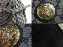 Load image into Gallery viewer, GUCCI グッチ ショルダーバッグ ハンドバッグ 286307 204046 GGキャンバス レザー ベージュ ブルー ゴールド金具 美品 中古 54415