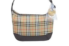 Load image into Gallery viewer, BURBERRY バーバリー セミショルダーバッグ ノバチェック キャンバスレザー ブラウン ベージュ ゴールド金具 美品 中古 54418