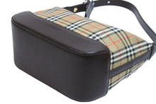 Load image into Gallery viewer, BURBERRY バーバリー セミショルダーバッグ ノバチェック キャンバスレザー ブラウン ベージュ ゴールド金具 美品 中古 54418