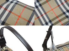 Load image into Gallery viewer, BURBERRY バーバリー セミショルダーバッグ ノバチェック キャンバスレザー ブラウン ベージュ ゴールド金具 美品 中古 54418