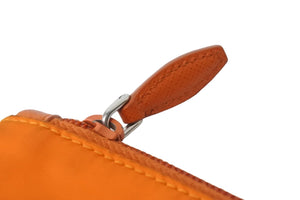 PRADA プラダ ポーチ 1NH545 ストラップ付き TESSUTO アランチョ ナイロン プレートロゴ シルバー オレンジ金具 美品 中古 54425 