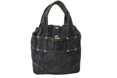 CHANEL シャネル ハンドバッグ スパークリングデニム ココマーク A31985 10番台 インディゴ ゴールド金具 美品 中古 54429