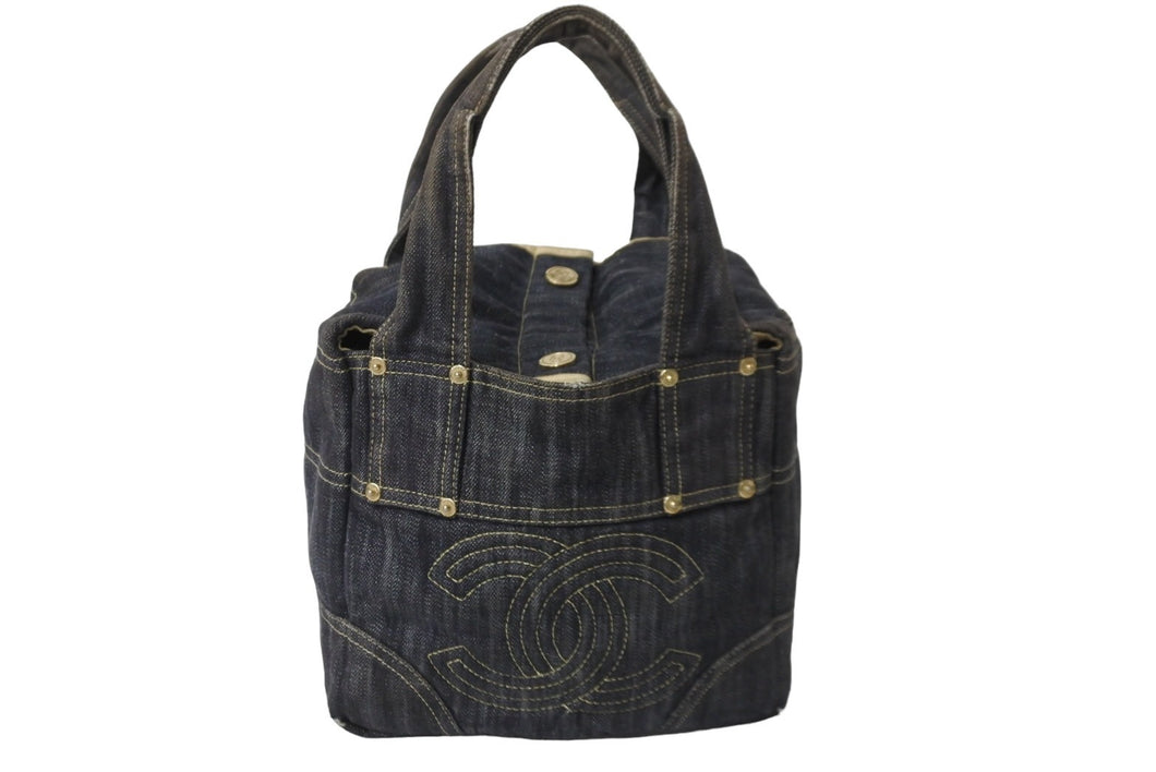 CHANEL シャネル ハンドバッグ スパークリングデニム ココマーク A31985 10番台 インディゴ ゴールド金具 美品 中古 54429