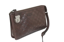 Load image into Gallery viewer, GUCCI グッチ クラッチバッグ セカンドバッグ GG柄 シマ ブラウン レザー 152600 シルバー金具 中古 54438