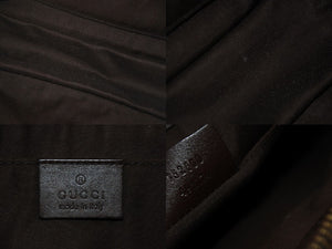 GUCCI グッチ クラッチバッグ セカンドバッグ GG柄 シマ ブラウン レザー 152600 シルバー金具 中古 54438