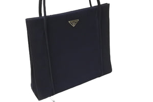 PRADA プラダ トートバッグ ネイビー ナイロン トライアングルロゴ イタリア製シルバー金具 中古 54440 