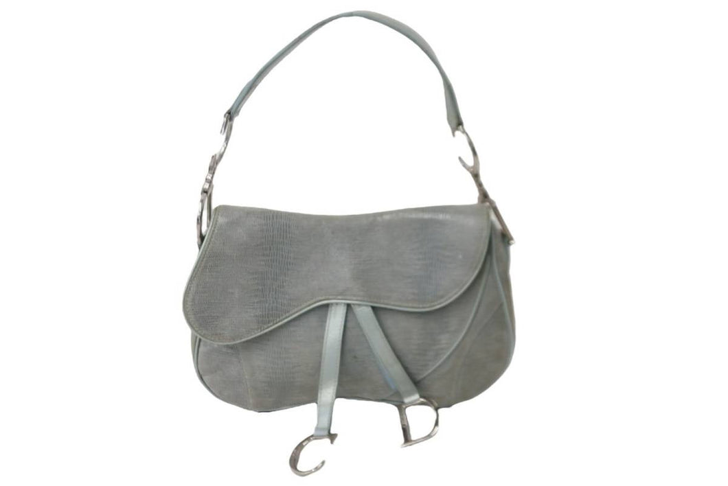 Dior ディオール トロッター ガリアーノ期 ダブルサドル ショルダーバッグ CDロゴ ブルー 美品 中古 54443