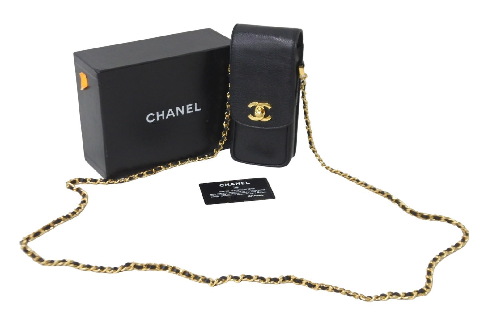 CHANEL シャネル ショルダー 縦長 キャビアスキン 3番台 KB ミニマトラッセ 携帯ケース バッグ 美品  54464