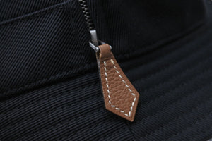 極美品 HERMES エルメス 帽子 ハット バケット ブラック コットン 毛 サイズ59 シルバー金具 中古 54471