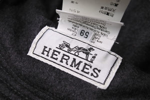 極美品 HERMES エルメス 帽子 ハット バケット ブラック コットン 毛 サイズ59 シルバー金具 中古 54471