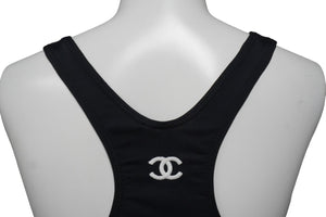 CHANEL シャネル スイムウェア 水着 ココマーク ネイビー ナイロン スパンデックス サイズ42 美品 中古 54475