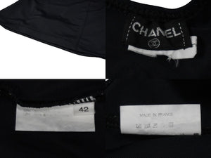CHANEL シャネル スイムウェア 水着 ココマーク ネイビー ナイロン スパンデックス サイズ42 美品 中古 54475