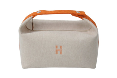 新品同様 HERMES エルメス ハンドバッグ ブリッドアブラックＧＭ ジグザグ ベージュ系 オレンジ系 シルバー金具 中古 54485