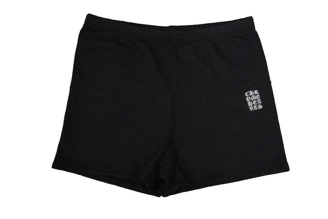 ChromeHearts クロムハーツ ショーツ パンツ CHクロス ロゴ 刺繍 USA製 コットン ブラック ホワイト サイズS 美品 中古 54494