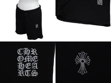 Load image into Gallery viewer, ChromeHearts クロムハーツ ショーツ パンツ CHクロス ロゴ 刺繍 USA製 コットン ブラック ホワイト サイズS 美品 中古 54494