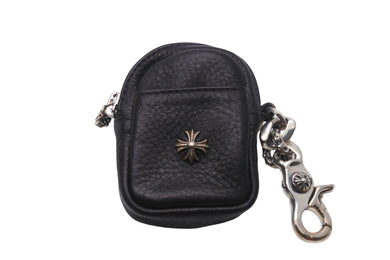 新品未使用 CHROME HEARTS クロムハーツ 小物 Air podsケース ミニポーチ チェーン CHプラス TAKA MICRO ブラック 中古 54495