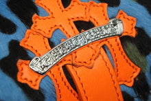 Load image into Gallery viewer, 新品未使用 CHROME HEARTS クロムハーツ 時計ケース ハラコ レザー ブルー オレンジ セメタリーパッチ 中古 54501