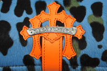 Load image into Gallery viewer, 新品未使用 CHROME HEARTS クロムハーツ 時計ケース ハラコ レザー ブルー オレンジ セメタリーパッチ 中古 54501