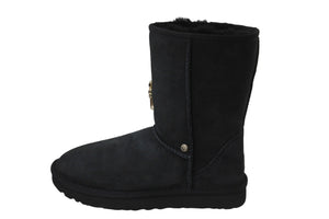 新品未使用 CHROME HEARTS クロムハーツ UGG アグ ムートンブーツ CHクロス シープスキン シルバー925 ブラック 23 中古 54503