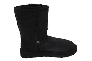新品未使用 CHROME HEARTS クロムハーツ UGG アグ ムートンブーツ CHクロス シープスキン シルバー925 ブラック 23 中古 54503