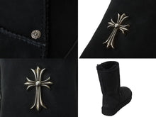 Load image into Gallery viewer, 新品未使用 CHROME HEARTS クロムハーツ UGG アグ ムートンブーツ CHクロス シープスキン シルバー925 ブラック 23 中古 54503