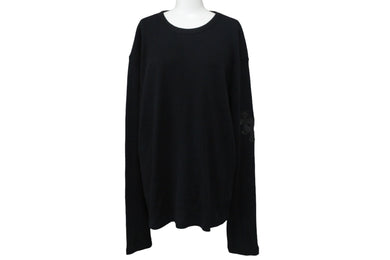 新品未使用 CHROME HEARTS クロムハーツ サーマル Y NOT ロングTシャツ 新タグ レザーパッチ ブラック サイズXL 中古 54513