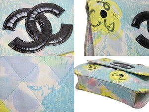 CHANEL シャネル ショルダーバッグ フローラルターコイズキルティングCCフラップバッグ 4番台 シルバー金具 良品 中古 54536