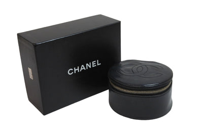 CHANEL シャネル ポーチ ミニバニティポーチ ココマーク ラムスキン ブラック ゴールド金具 美品 中古 54542