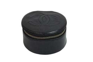 CHANEL シャネル ポーチ ミニバニティポーチ ココマーク ラムスキン ブラック ゴールド金具 美品 中古 54542