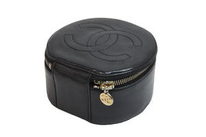 CHANEL シャネル ポーチ ミニバニティポーチ ココマーク ラムスキン ブラック ゴールド金具 美品 中古 54542