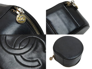 CHANEL シャネル ポーチ ミニバニティポーチ ココマーク ラムスキン ブラック ゴールド金具 美品 中古 54542