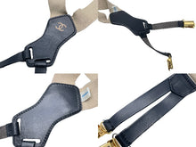 Load image into Gallery viewer, CHANEL シャネル サスペンダー ココマーク ヴィンテージ ゴム レザー ベージュ ゴールド 美品 中古 54574