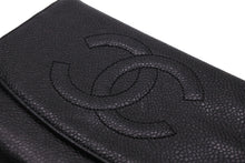 Load image into Gallery viewer, CHANEL シャネル 三つ折り財布 ココマーク 5番台 ブラック キャビアスキン ゴールド金具 美品 中古 54589