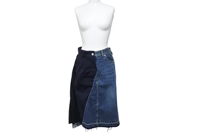 Sacai サカイ スカート再構築デニムパンツボトム 21 -05713 ブルーブラック サイズ0 美品 中古 54615 
