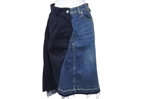 Sacai サカイ スカート再構築デニムパンツボトム 21 -05713 ブルーブラック サイズ0 美品 中古 54615 