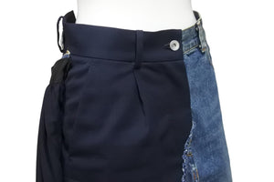 Sacai サカイ スカート再構築デニムパンツボトム 21 -05713 ブルーブラック サイズ0 美品 中古 54615 