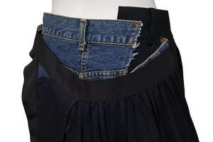 Sacai サカイ スカート再構築デニムパンツボトム 21 -05713 ブルーブラック サイズ0 美品 中古 54615 