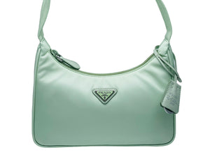 新品未使用品 PRADA プラダ ハンドバッグ 1NE204 R064 ホーボー ミニバッグ 三角ロゴ金具 グリーン シルバー金具 中古 54617