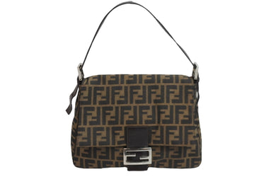 FENDI フェンディ ハンドバッグ マンマバケット ズッカ柄 ブラウン 26325 キャンバス レザー シルバー金具 中古 54619