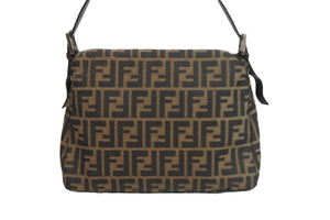 FENDI フェンディ ハンドバッグ マンマバケット ズッカ柄 ブラウン 26325 キャンバス レザー シルバー金具 中古 54619
