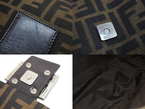 FENDI フェンディ ハンドバッグ マンマバケット ズッカ柄 ブラウン 26325 キャンバス レザー シルバー金具 中古 54619