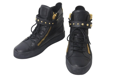 GIUSEPPE ZANOTTI ジュゼッペザノッティ スニーカー スタッズ クラスプ ブラック レザー 46 ゴールド金具 美品 中古 54627