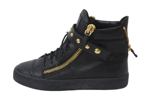 GIUSEPPE ZANOTTI ジュゼッペザノッティ スニーカー スタッズ クラスプ ブラック レザー 46 ゴールド金具 美品 中古 54627