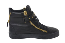 Load image into Gallery viewer, GIUSEPPE ZANOTTI ジュゼッペザノッティ スニーカー スタッズ クラスプ ブラック レザー 46 ゴールド金具 美品 中古 54627