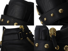 Load image into Gallery viewer, GIUSEPPE ZANOTTI ジュゼッペザノッティ スニーカー スタッズ クラスプ ブラック レザー 46 ゴールド金具 美品 中古 54627