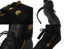 Load image into Gallery viewer, GIUSEPPE ZANOTTI ジュゼッペザノッティ スニーカー スタッズ クラスプ ブラック レザー 46 ゴールド金具 美品 中古 54627